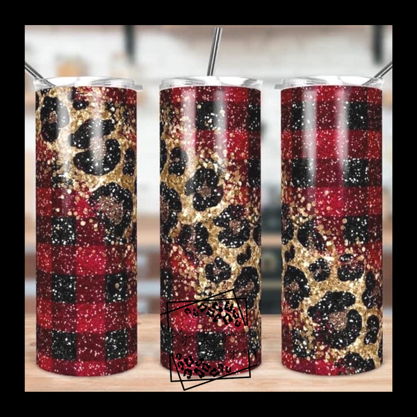 Buffalo Plaid Glitter Tumbler